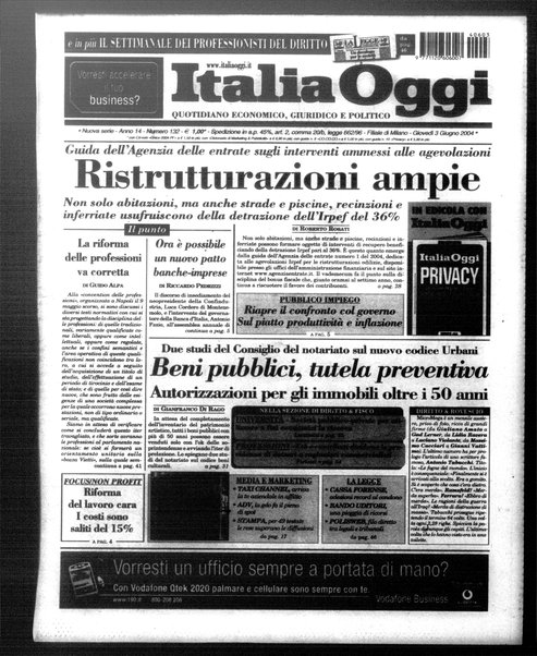 Italia oggi : quotidiano di economia finanza e politica